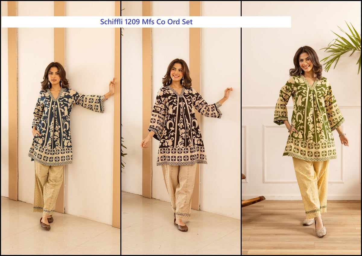 Schiffli 1209 Mfs Cotton Co Ord Set Wholesaler India
