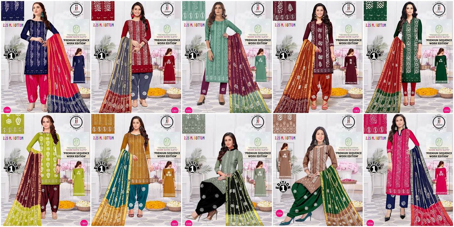 Sequence Work Edition 1 Jj Cambric Cotton Dress Material Supplier Gujarat