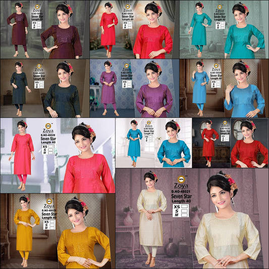 Seven Star Zoya Shimmer Straight Cut Kurtis Exporter Gujarat
