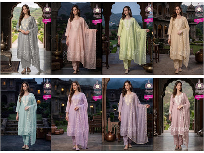 Sheli Anjish Chanderi Readymade Pant Style Suits Wholesaler India