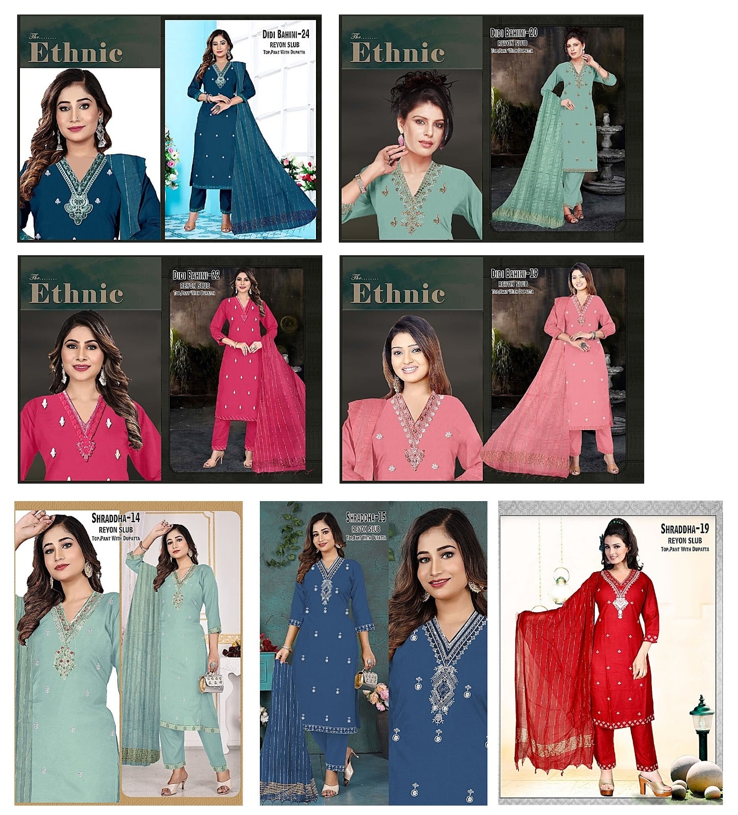 Shraddha-Bahini Ayg Rayon Slub Readymade Pant Style Suits Wholesale