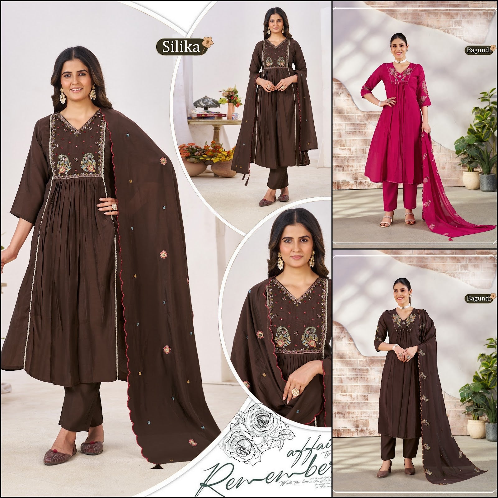 Silika Bagundi Aksr Chanderi Readymade Pant Style Suits Manufacturer