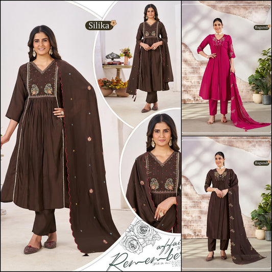 Silika Bagundi Aksr Chanderi Readymade Pant Style Suits Manufacturer