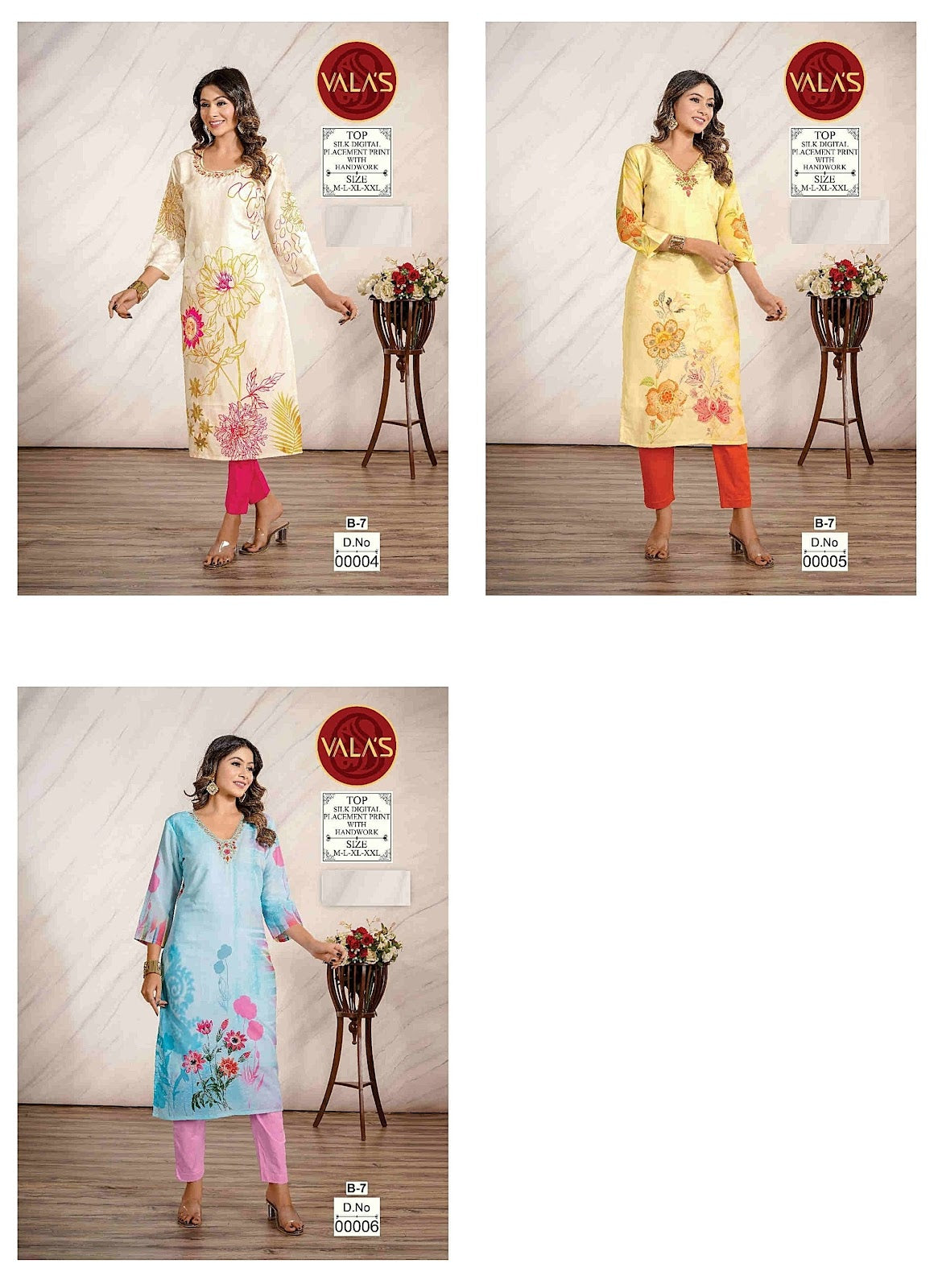 Silk Digital Valas Straight Cut Kurtis Exporter Gujarat