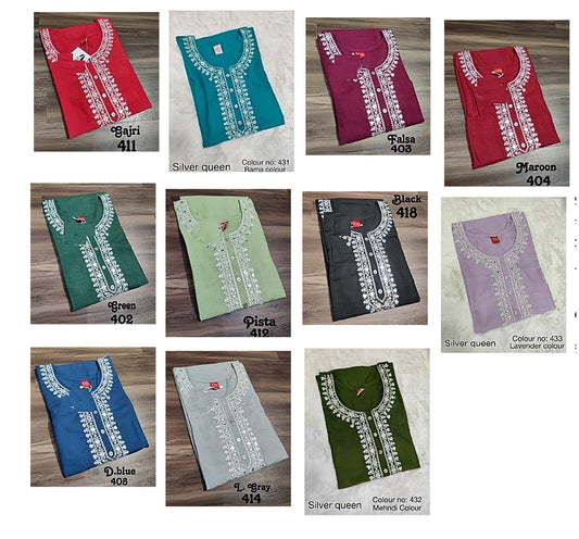 Silver Queen Jnx Rayon Slub Kurtis Wholesaler Ahmedabad