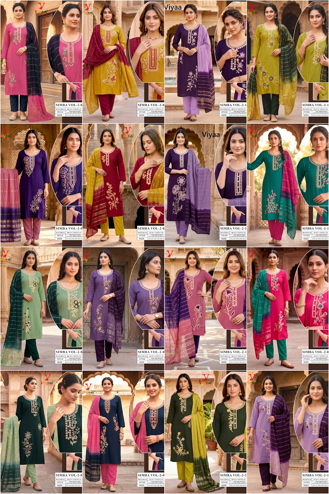 Simba Vol 2 Viyaa Vertican Readymade Pant Style Suits Supplier India