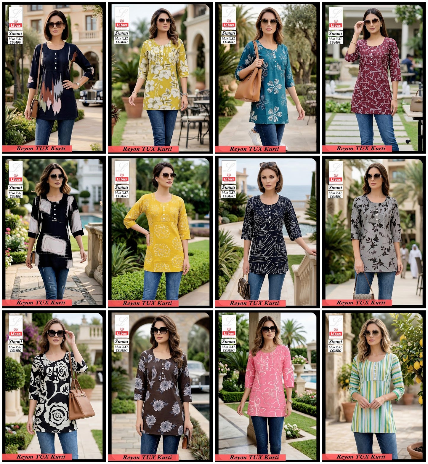 Simmi Libas Amiti Cotton Rayon Short Kurtis Exporter India