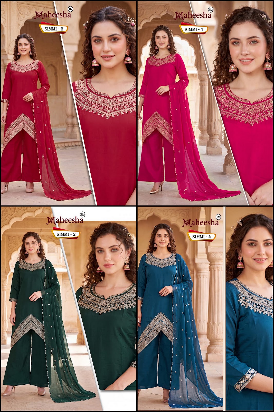 Simmi Maheesha Chanderi Readymade Plazzo Style Suits Manufacturer India