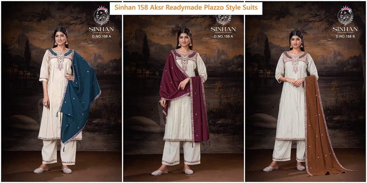 Sinhan 158 Aksr Roman Readymade Plazzo Style Suits Wholesaler Gujarat