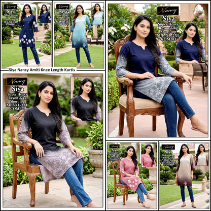 Siya Nancy Amiti Rayon 22Kg Knee Length Kurtis Supplier Ahmedabad