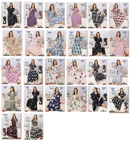 Sleeves Design Grab It Rayon Night Gowns Exporter