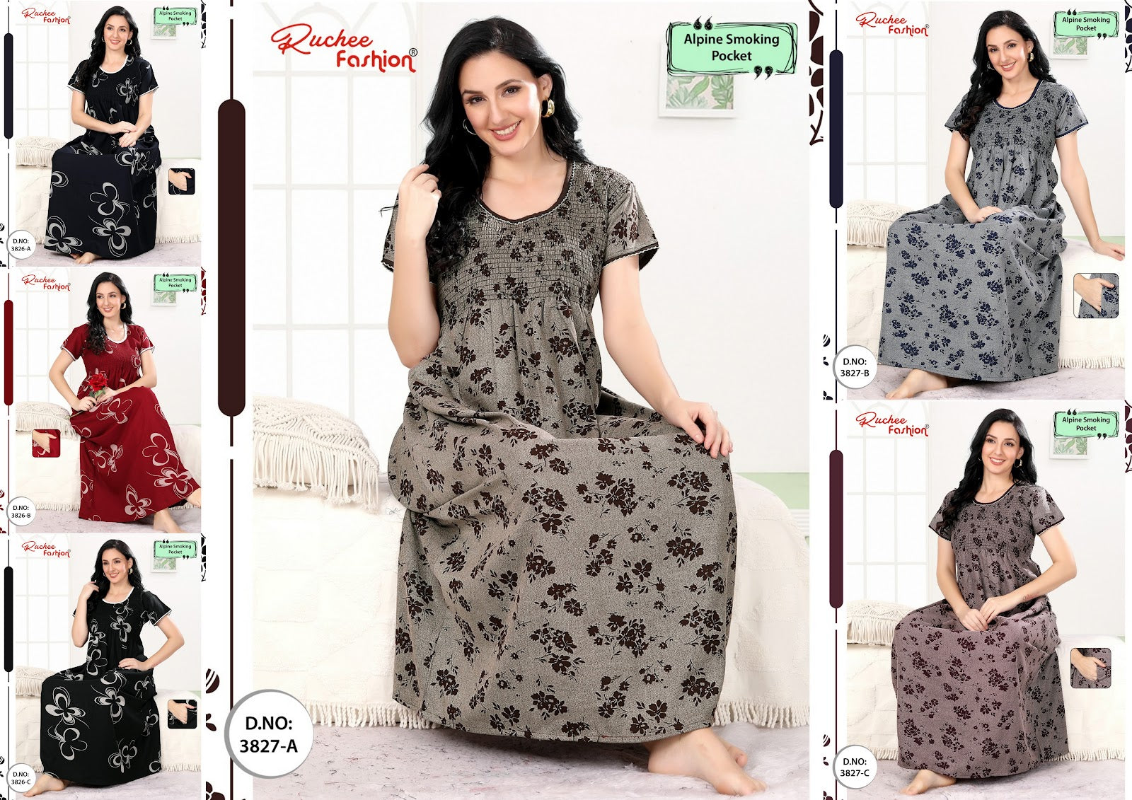 Smoking Alpine Ruchee Fashion Night Gowns Supplier India