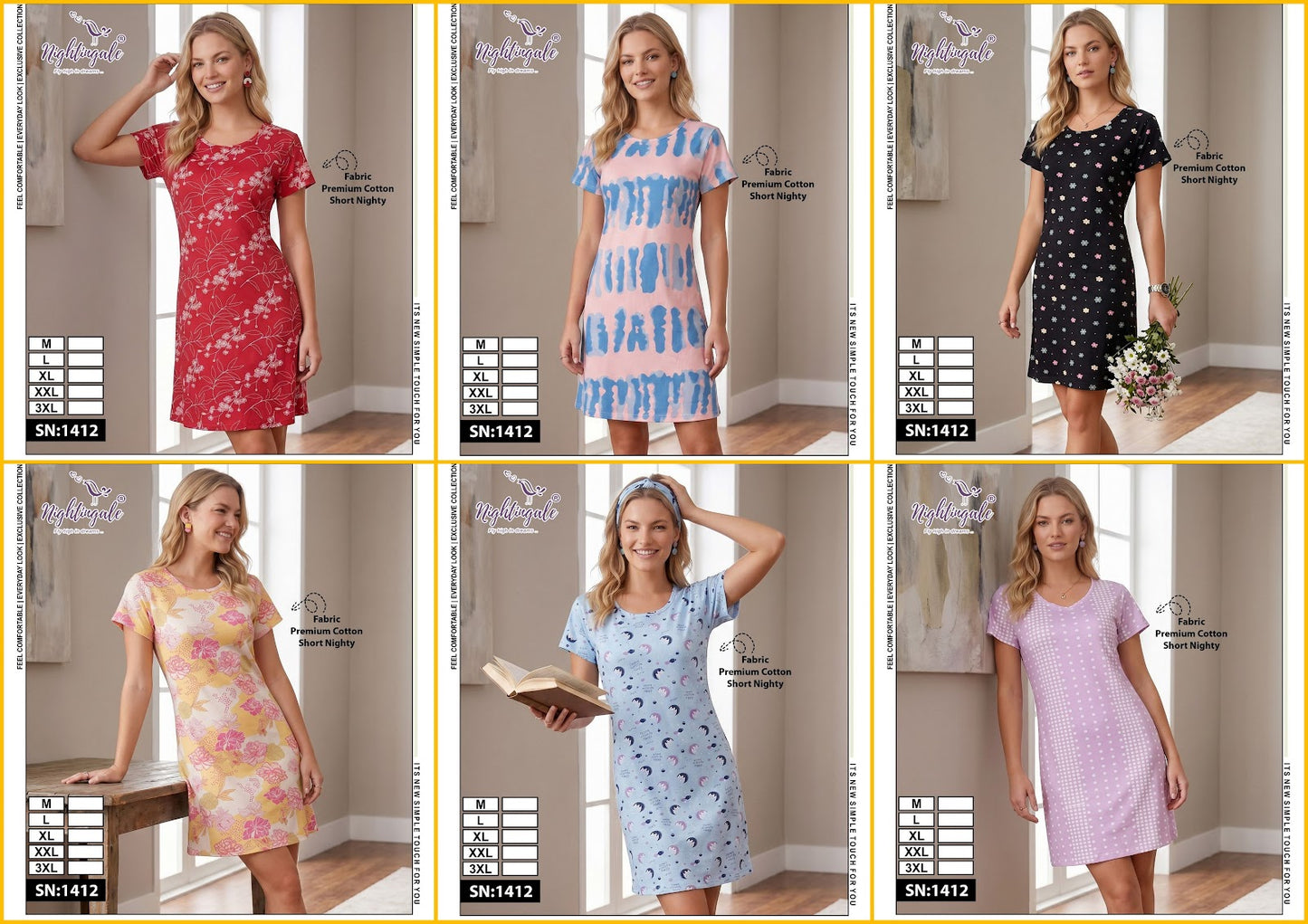 Sn 1412 Nightingale Hosiery Short Night Gown Manufacturer Gujarat