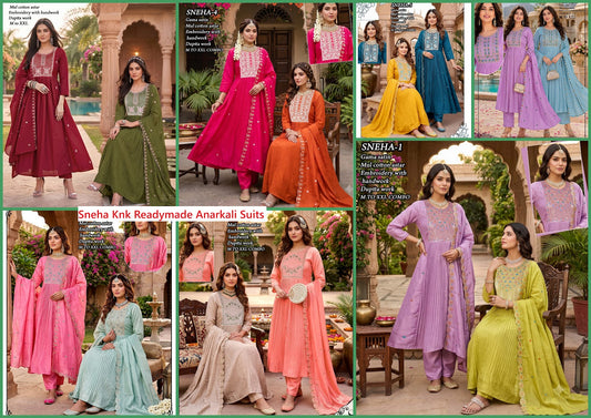 Sneha Knk Satin Readymade Anarkali Suits Manufacturer