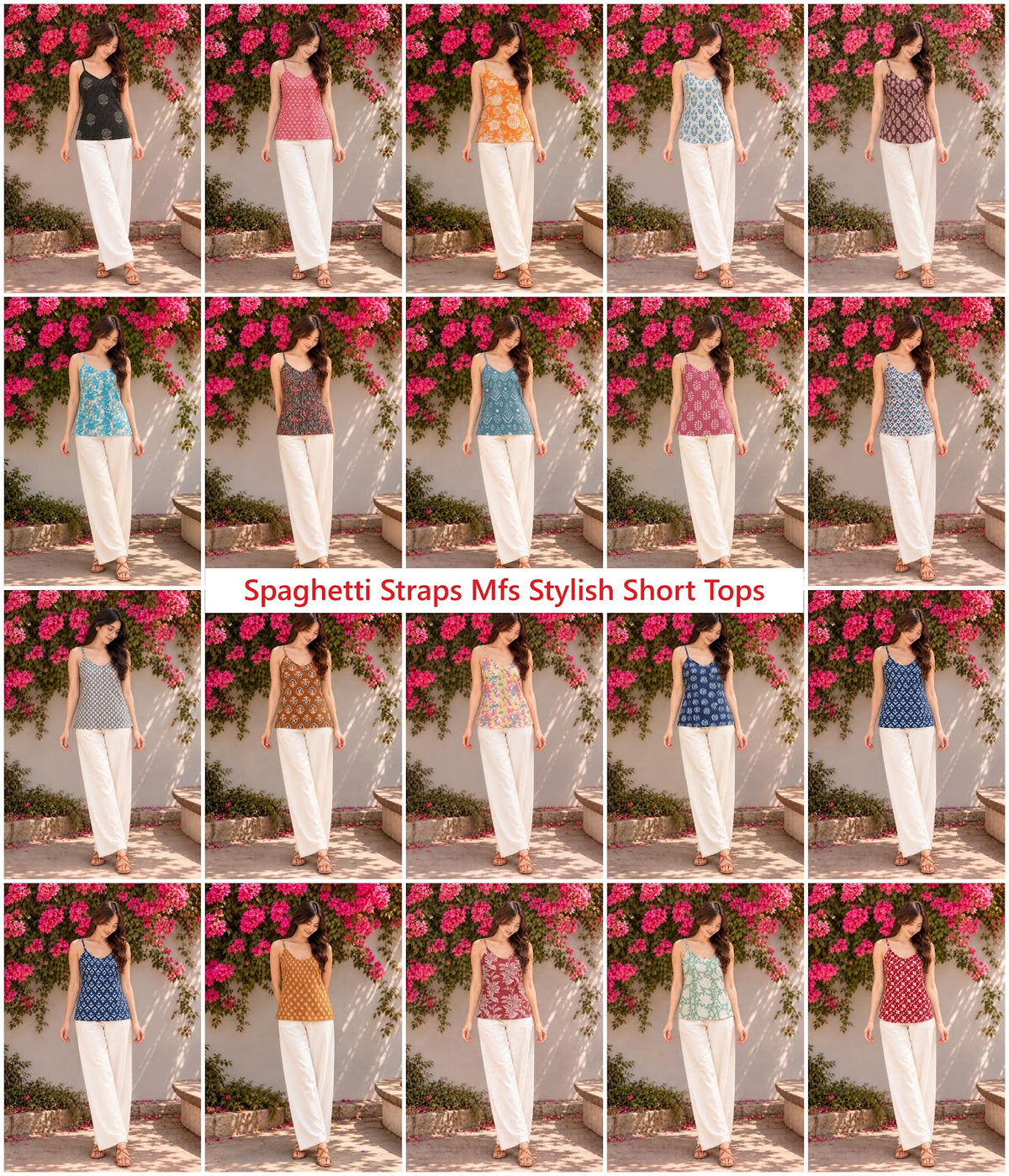 Spaghetti Straps Mfs Cotton Stylish Short Tops Exporter India