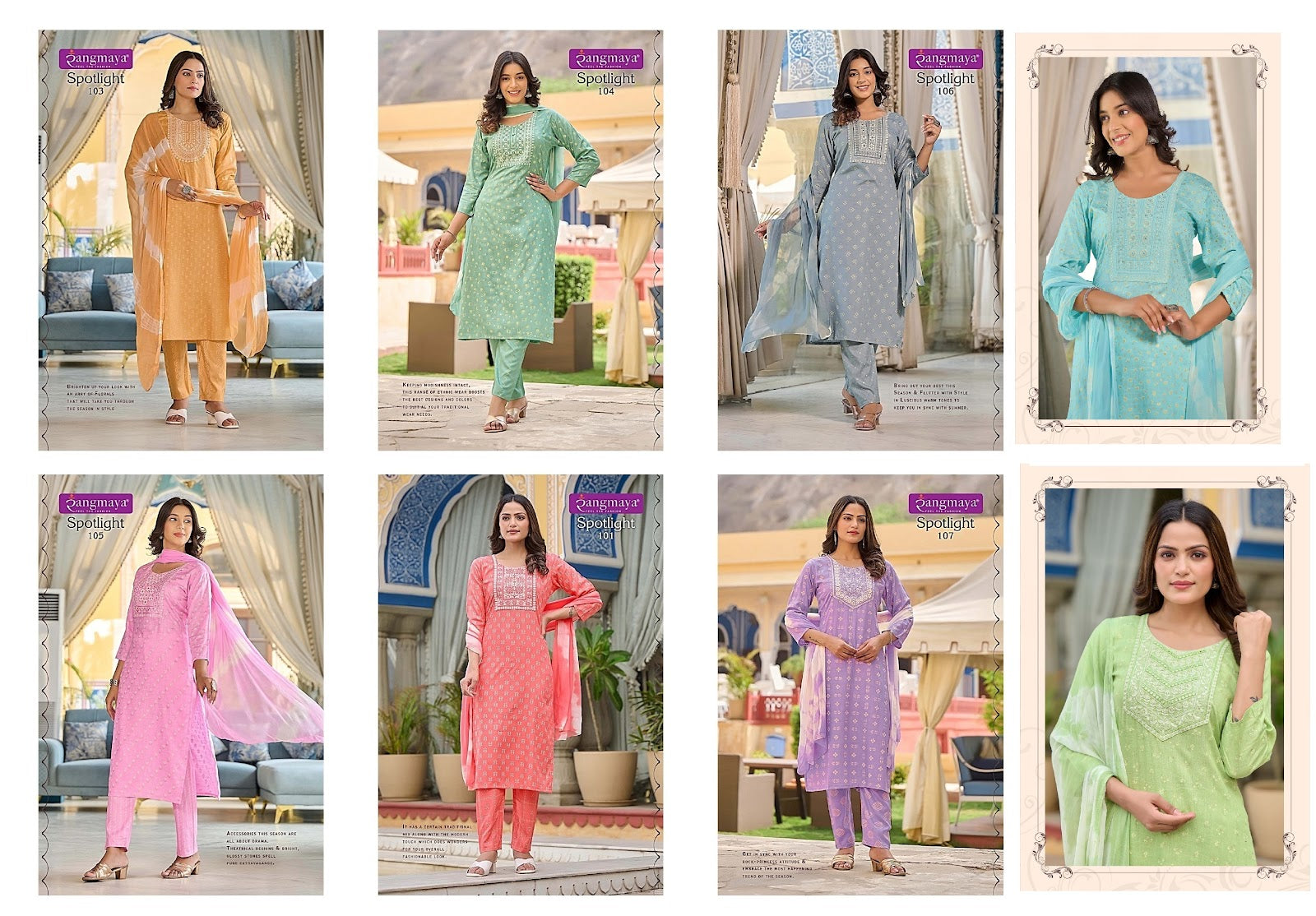 Spotlight Rangmaya Rayon Slub Readymade Pant Style Suits Manufacturer India