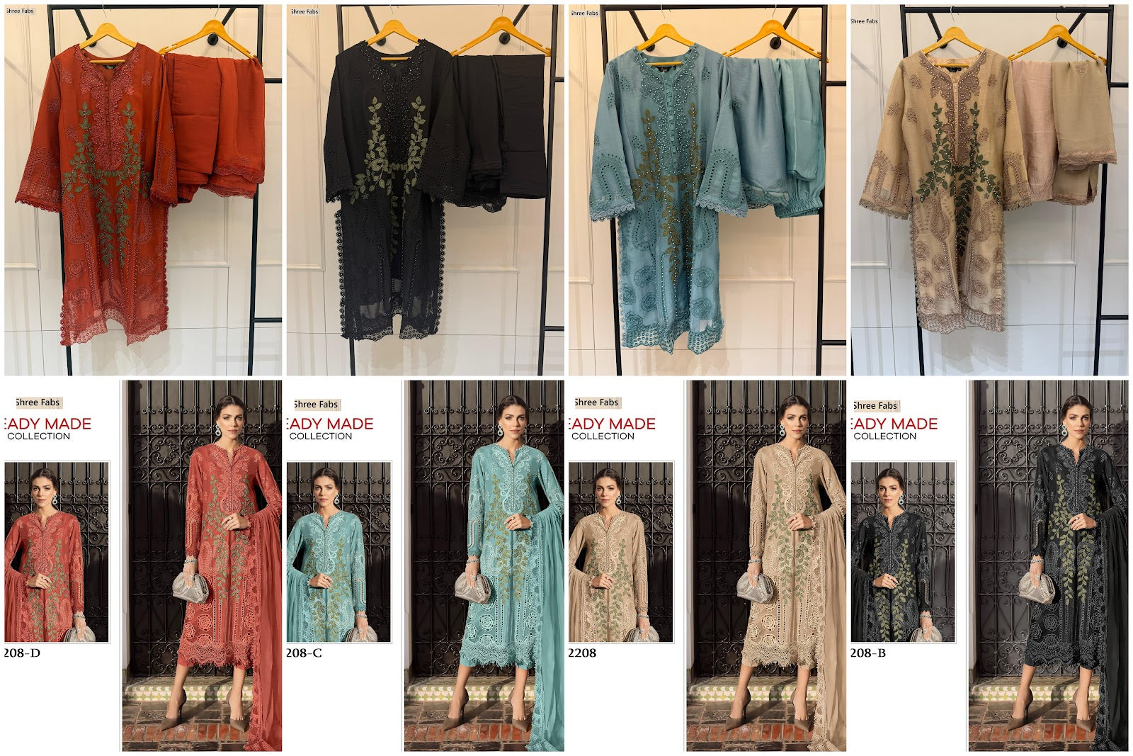 Sr 2208 Shree Fabs Chiffon Pakistani Readymade Suits Exporter Gujarat