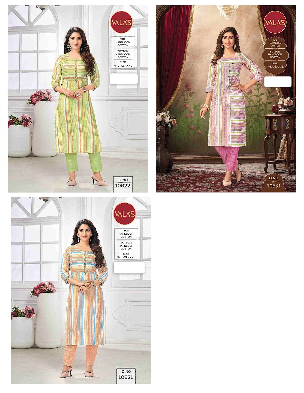 Stripes Print Valas Handloom Kurti Pant Set Supplier India