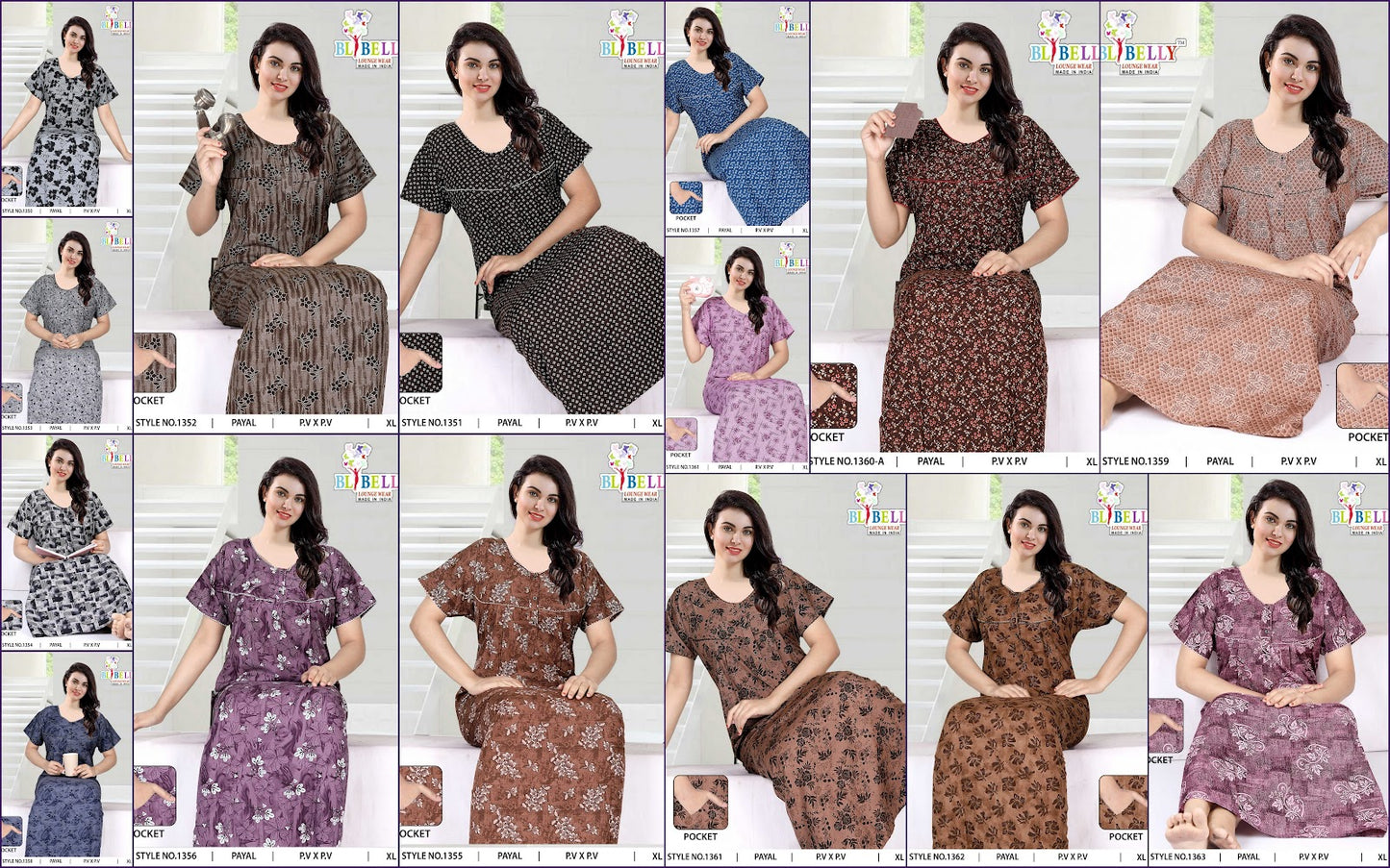 Style 1350-1363 Payal Belly Pv Night Gowns Manufacturer Gujarat