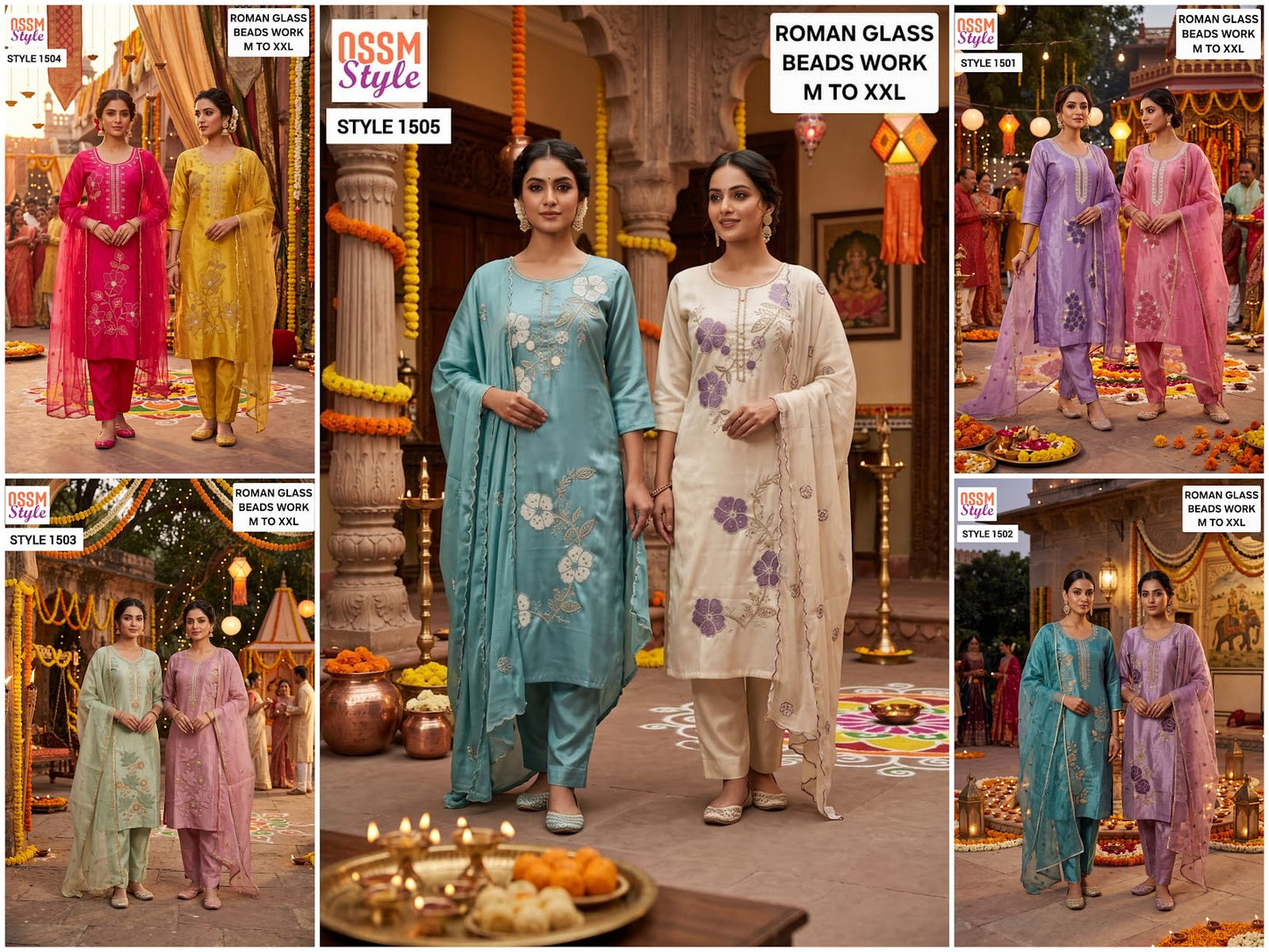 Style 1501-1505 Ossm Roman Readymade Pant Style Suits Wholesale Price