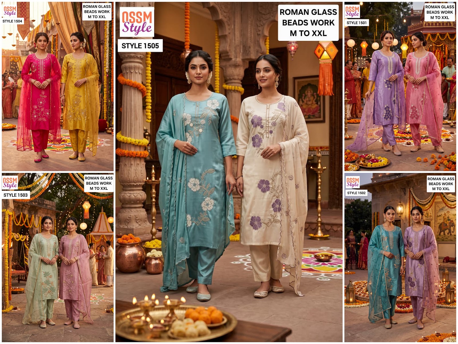Style 1501-1505 Ossm Roman Readymade Pant Style Suits Wholesale Price
