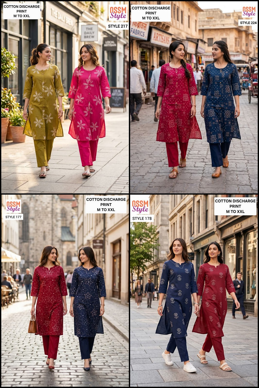 Style 177-178-224-217 Ossm Cotton Kurti Pant Set Wholesaler Gujarat