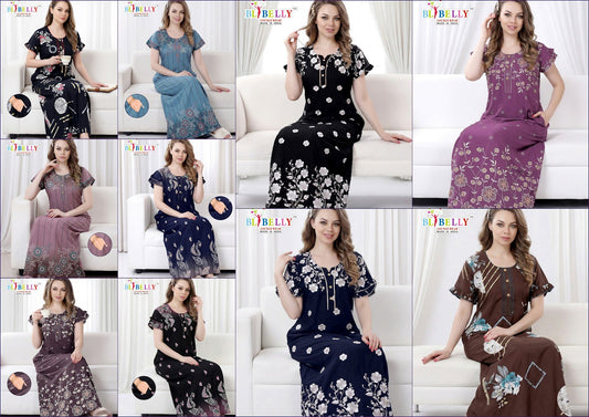 Style 207-216 Aliya Belly Rayon 24Kg Night Gowns Supplier Gujarat