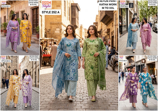 Style 252 Ossm Reyon Readymade Pant Style Suits Exporter Gujarat