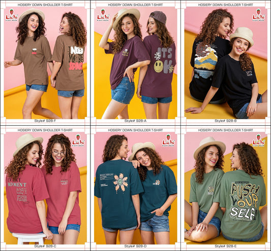 Style 928 Down Shoulder Lichi Hosiery Women Tshirt Supplier