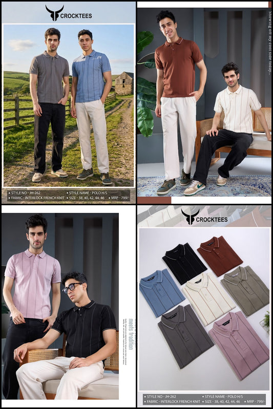 Style Jh 262 Polo Crocktees Interlock Mens Tshirts Exporter India