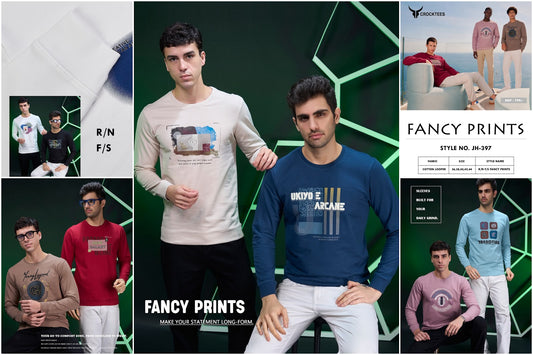 Style Jh 397 Full Sleeves Crocktees Cotton Looper Mens Tshirts Wholesaler Gujarat