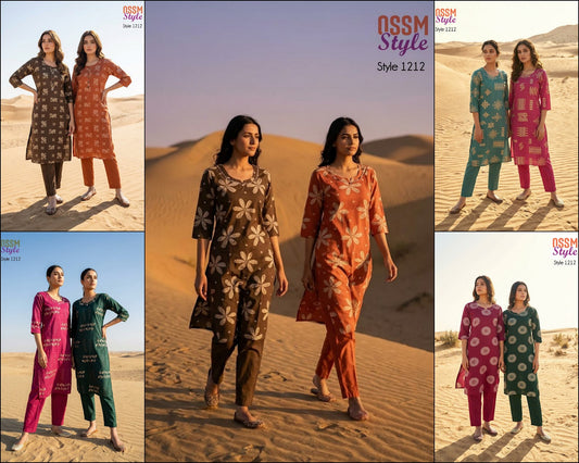 Style No 1212 Ossm Cotton Co Ord Set Wholesale Price