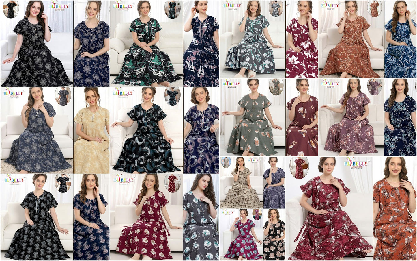 Style No 160-172 Belly Reyon Night Gowns Exporter India