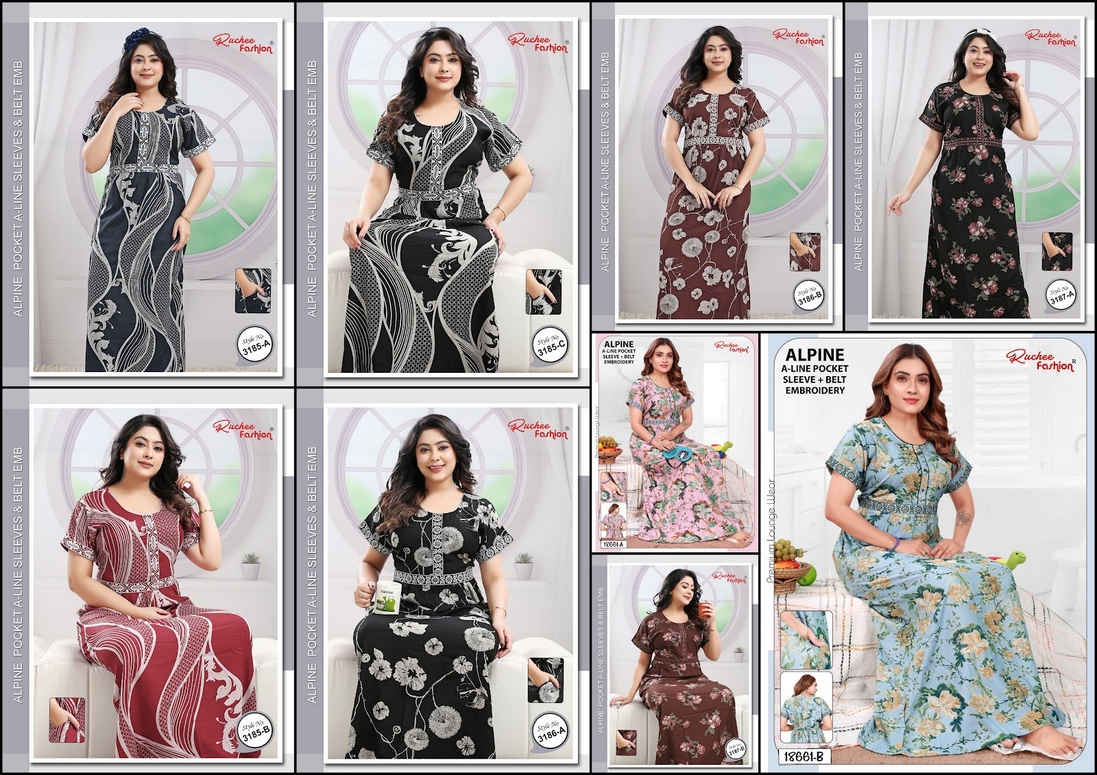 Style No 3185-3187 Ruchee Fashion Alpine Night Gowns Manufacturer India