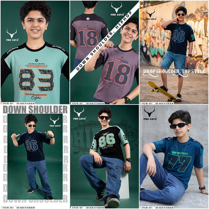 Style No 4011 Down Shoulder Pro Guys Cotton Boys Tshirt Exporter India