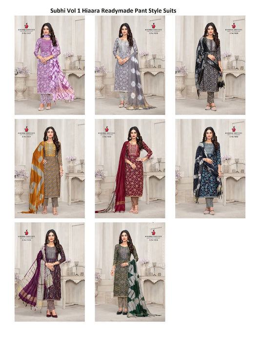 Subhi Vol 1 Hiaara Rayon Capsule Readymade Pant Style Suits Supplier India