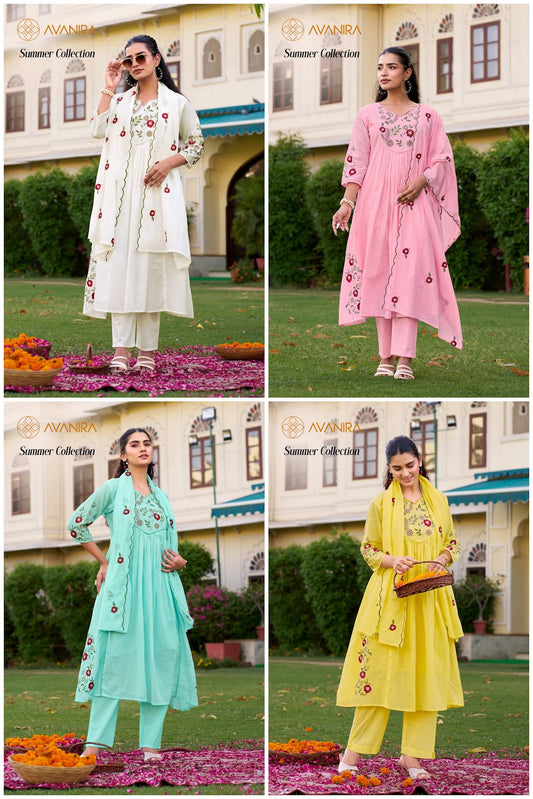 Summer Collection Avanira Readymade Cotton Pant Suits Wholesale