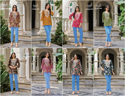 Summer Shine Vol 3 Radhika Lifestyle Cotton Short Kurtis Wholesaler