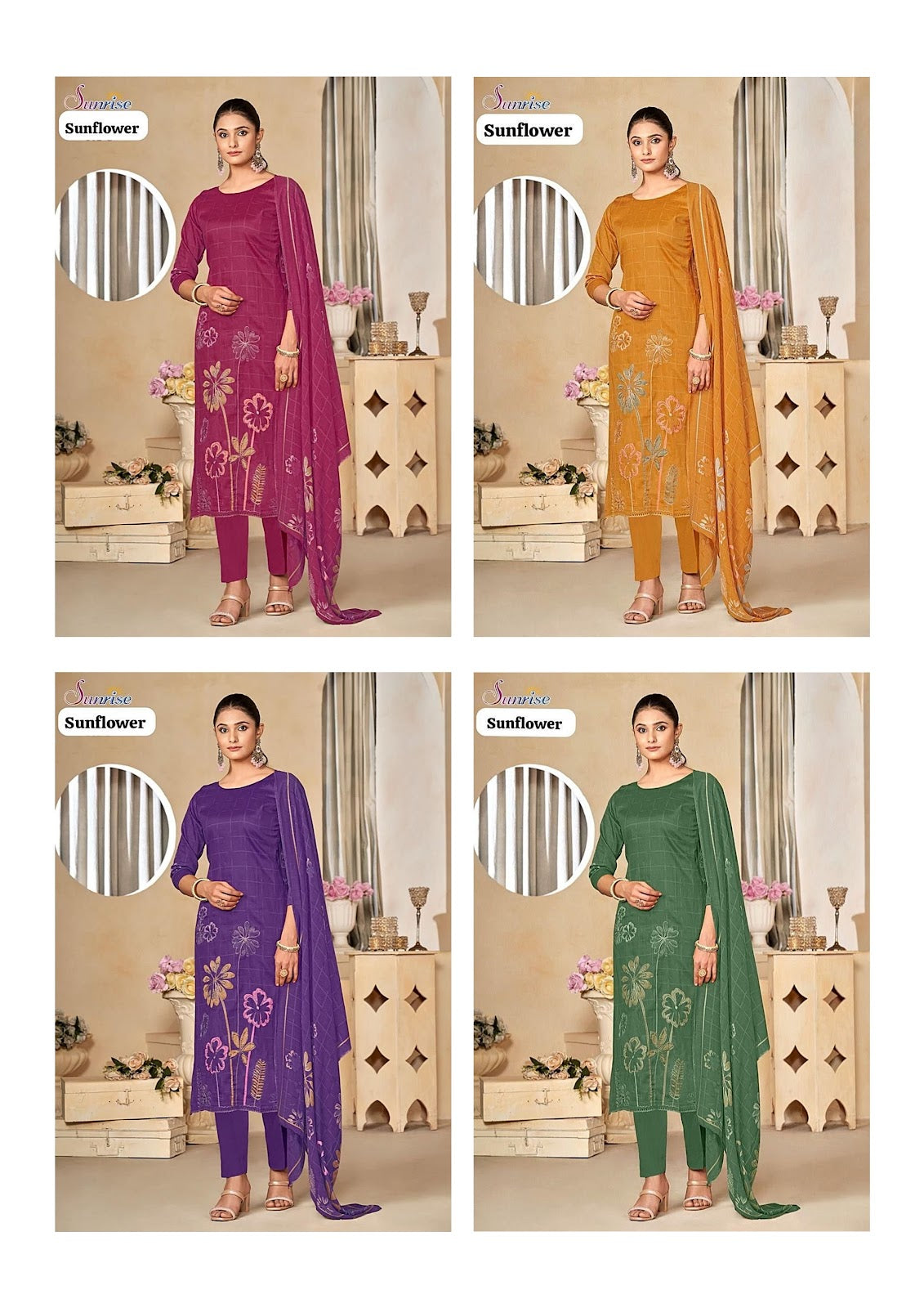 Sunflower Sunrise Modal Silk Pant Style Suits Supplier Gujarat