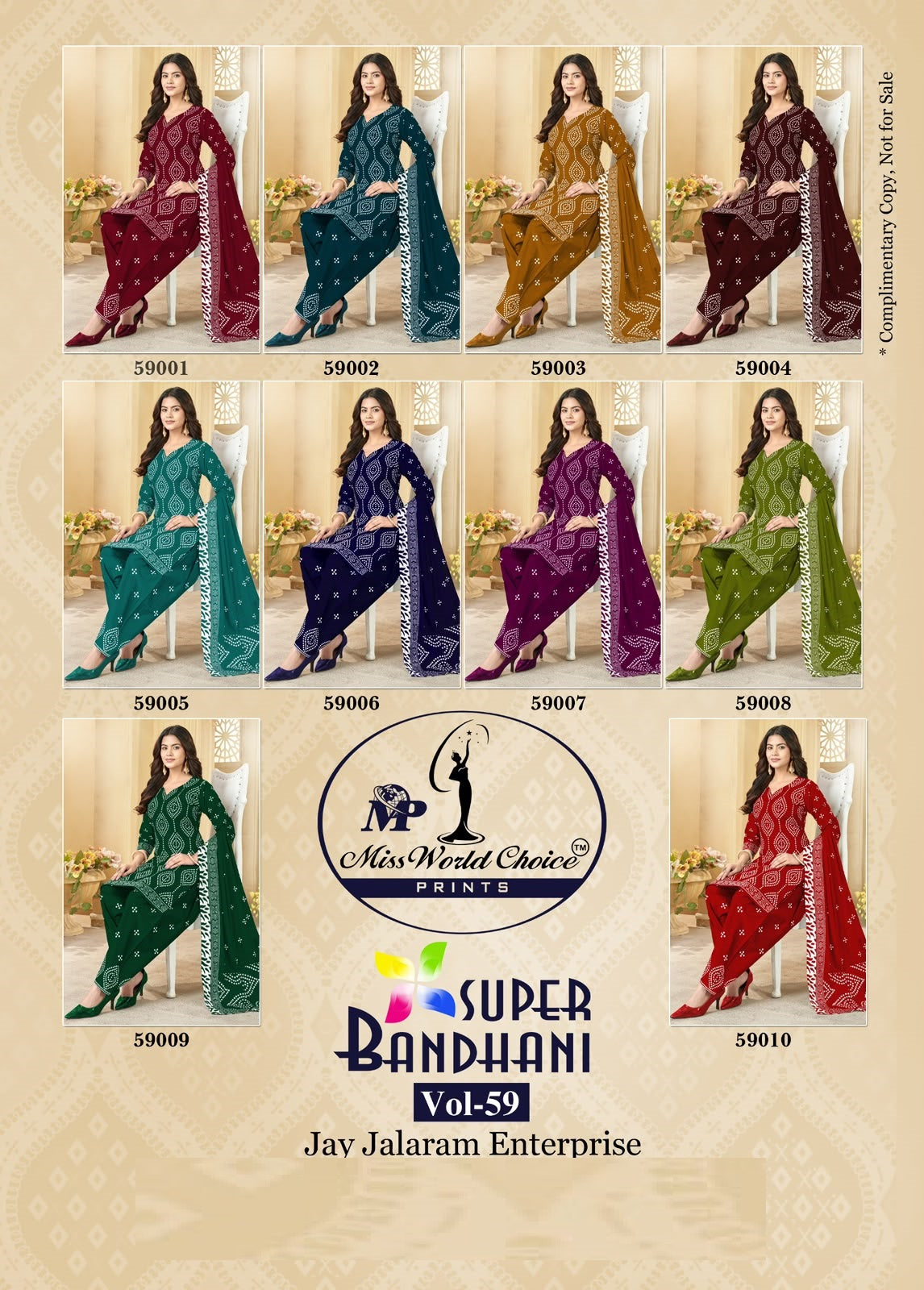 Super Bandhani Vol 59 Miss World Choice Cotton Dress Material Exporter