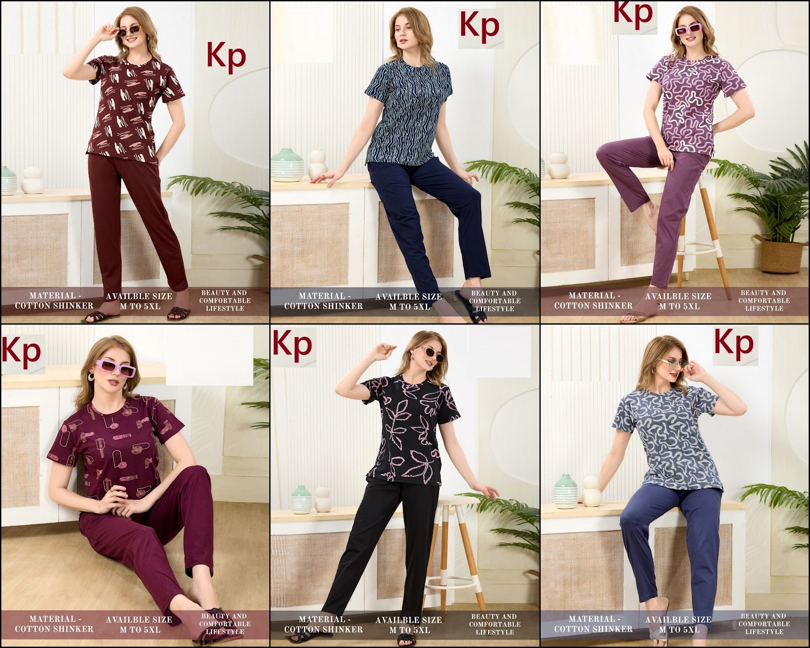 Super Hit 2306 Kp Sinker Pyjama Night Suits Wholesaler