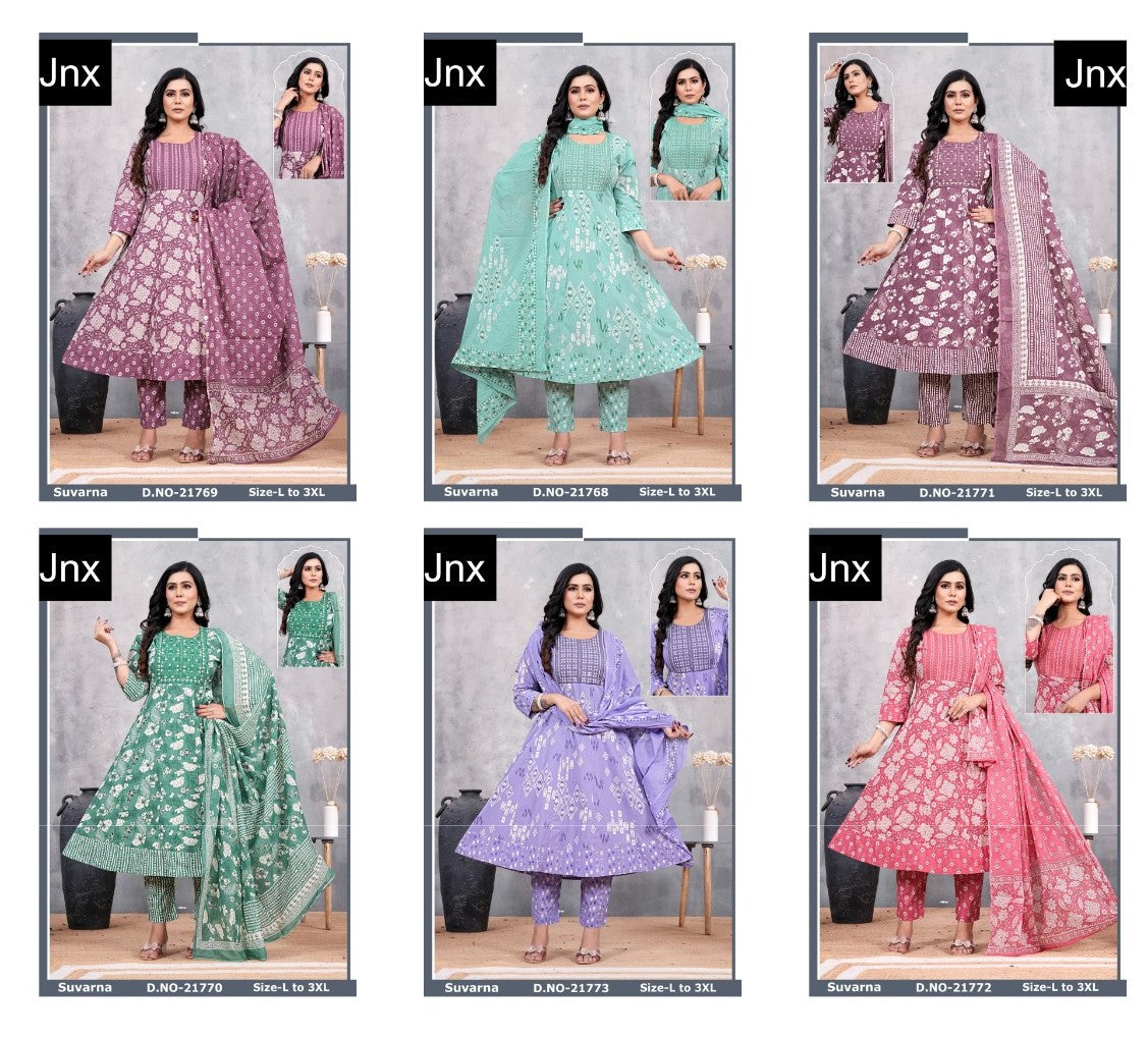 Suvarna 1511 Jnx Cambric Cotton Readymade Anarkali Suits Wholesaler Gujarat