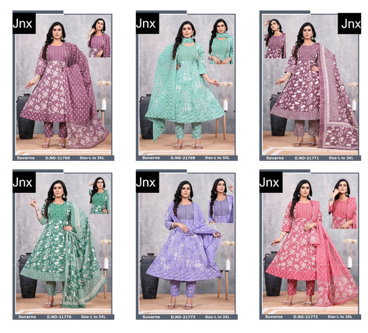Suvarna 1511 Jnx Cambric Cotton Readymade Anarkali Suits Wholesaler Gujarat