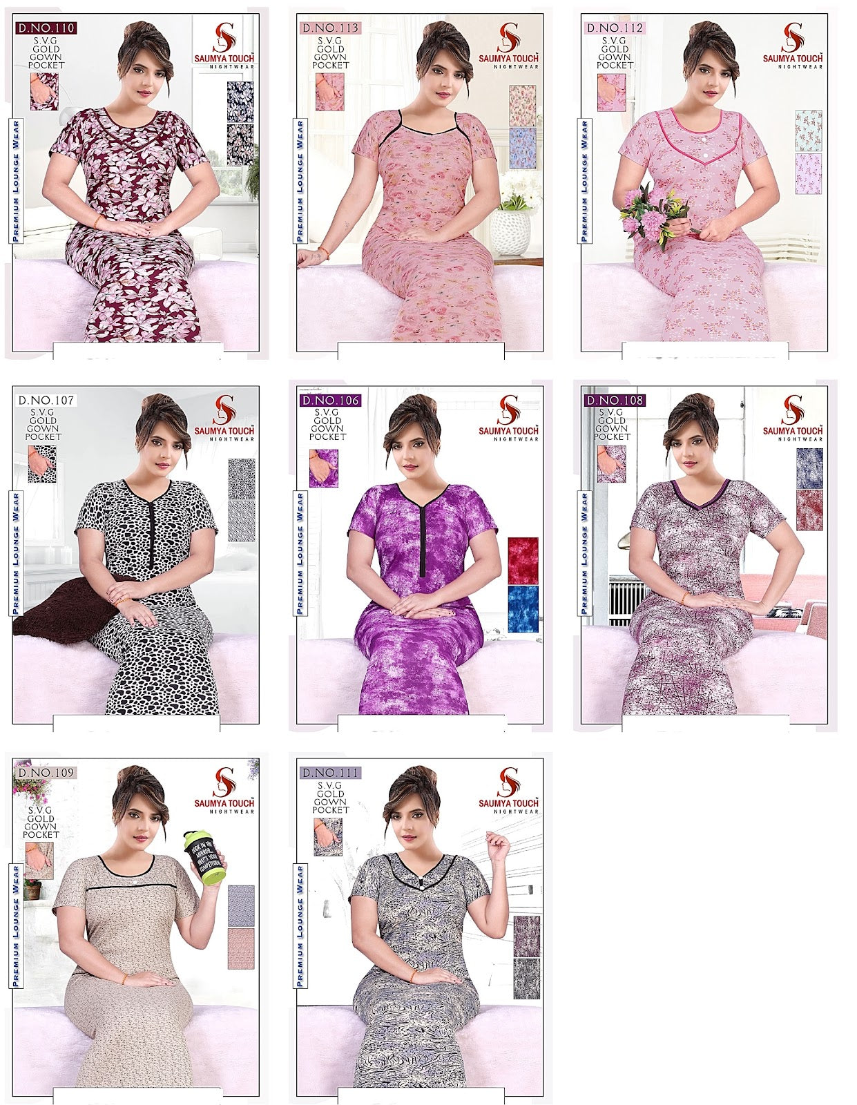 Svg Gold-1806 Saumya Touch Night Gowns Wholesaler