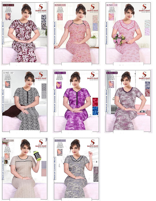 Svg Gold-1806 Saumya Touch Night Gowns Wholesaler