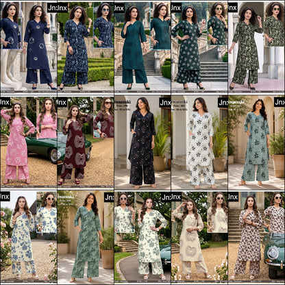 Swaroski Jnx Rayon 22Kg Kurti Plazzo Set Exporter Ahmedabad