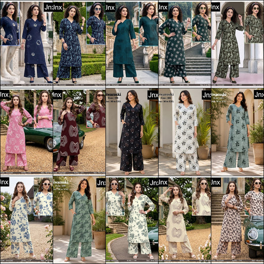 Swaroski Jnx Rayon 22Kg Kurti Plazzo Set Exporter Ahmedabad
