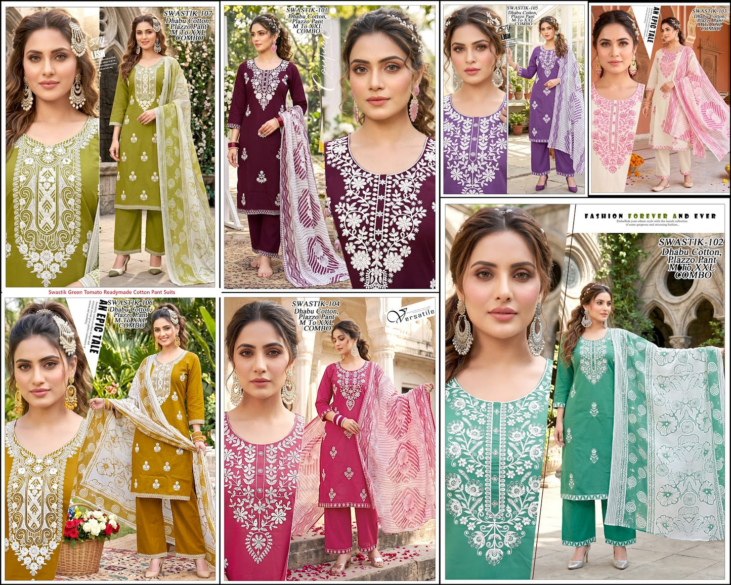 Swastik Green Tomato Dhabu Readymade Cotton Pant Suits Wholesaler India