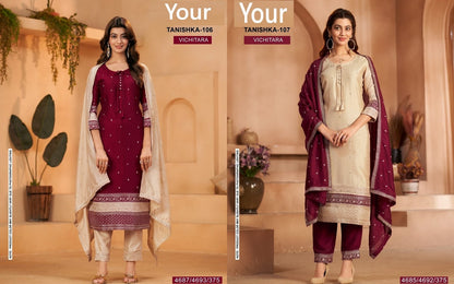 Tanishka Your Vichitra Silk Readymade Pant Style Suits Supplier Ahmedabad
