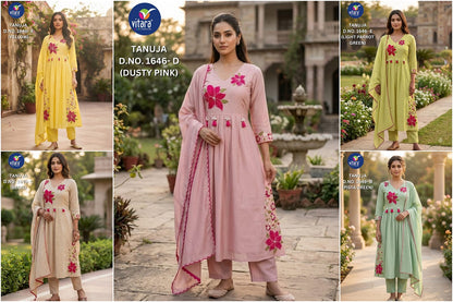 Tanuja Vitara Chanderi Readymade Pant Style Suits Wholesale Rate